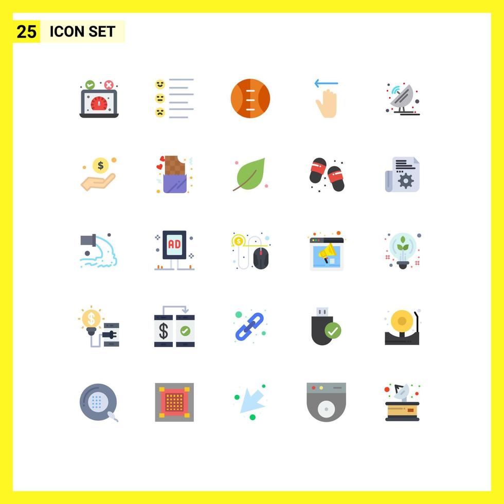 pack de 25 symboles universels d'antenne satellite emojis flèche gauche éléments de conception vectoriels modifiables vecteur