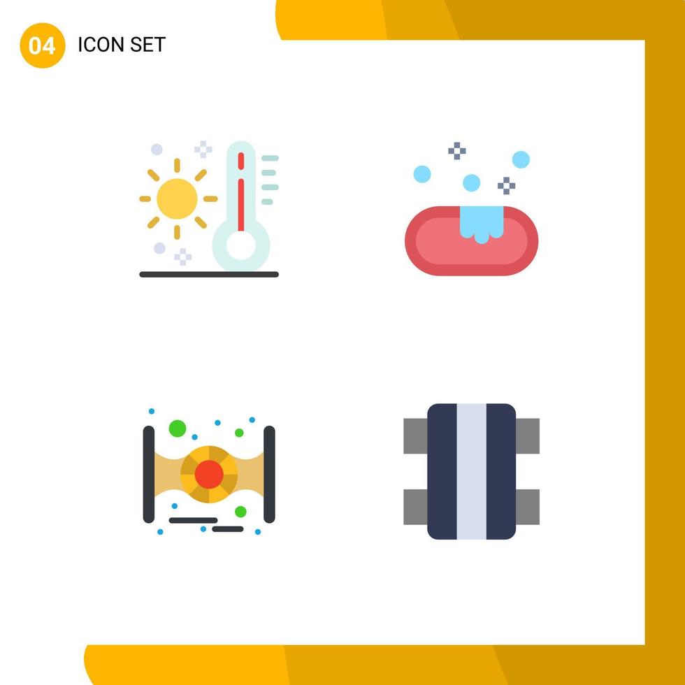 4 icônes plates universelles définies pour les applications web et mobiles thermomètre de vaisseau spatial celsius éléments de conception vectoriels modifiables et amusants propres vecteur