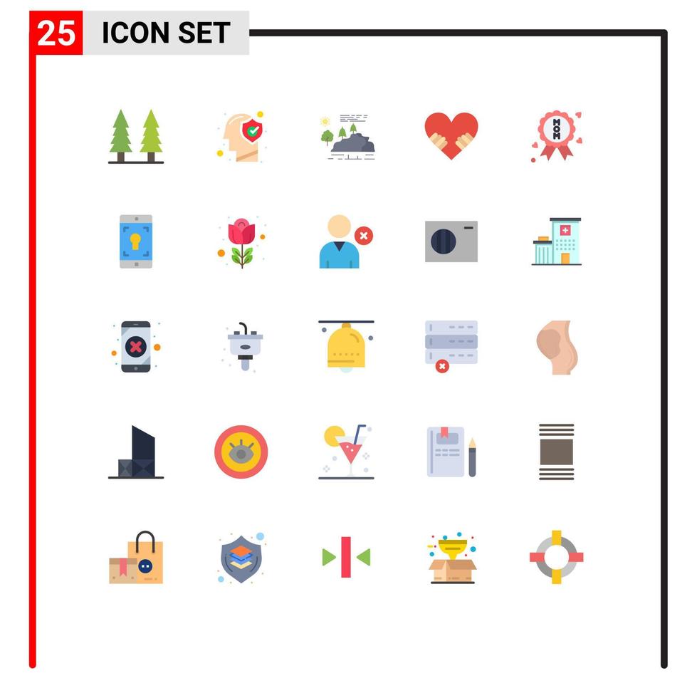 interface utilisateur pack de 25 couleurs plates de base de médaille amour esprit coeur montagne éléments de conception vectoriels modifiables vecteur