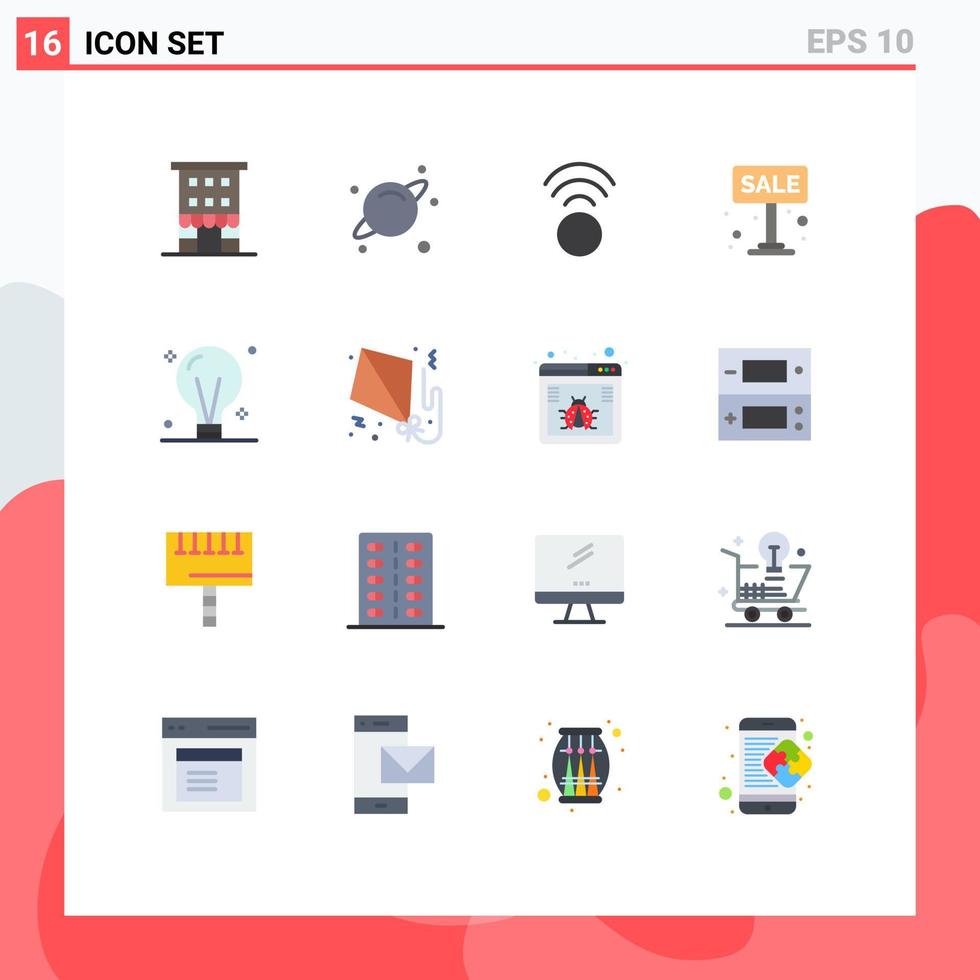16 couleurs plates universelles définies pour le concept d'applications web et mobiles à vendre signe de connexion annoncent un pack modifiable d'éléments de conception de vecteur créatif