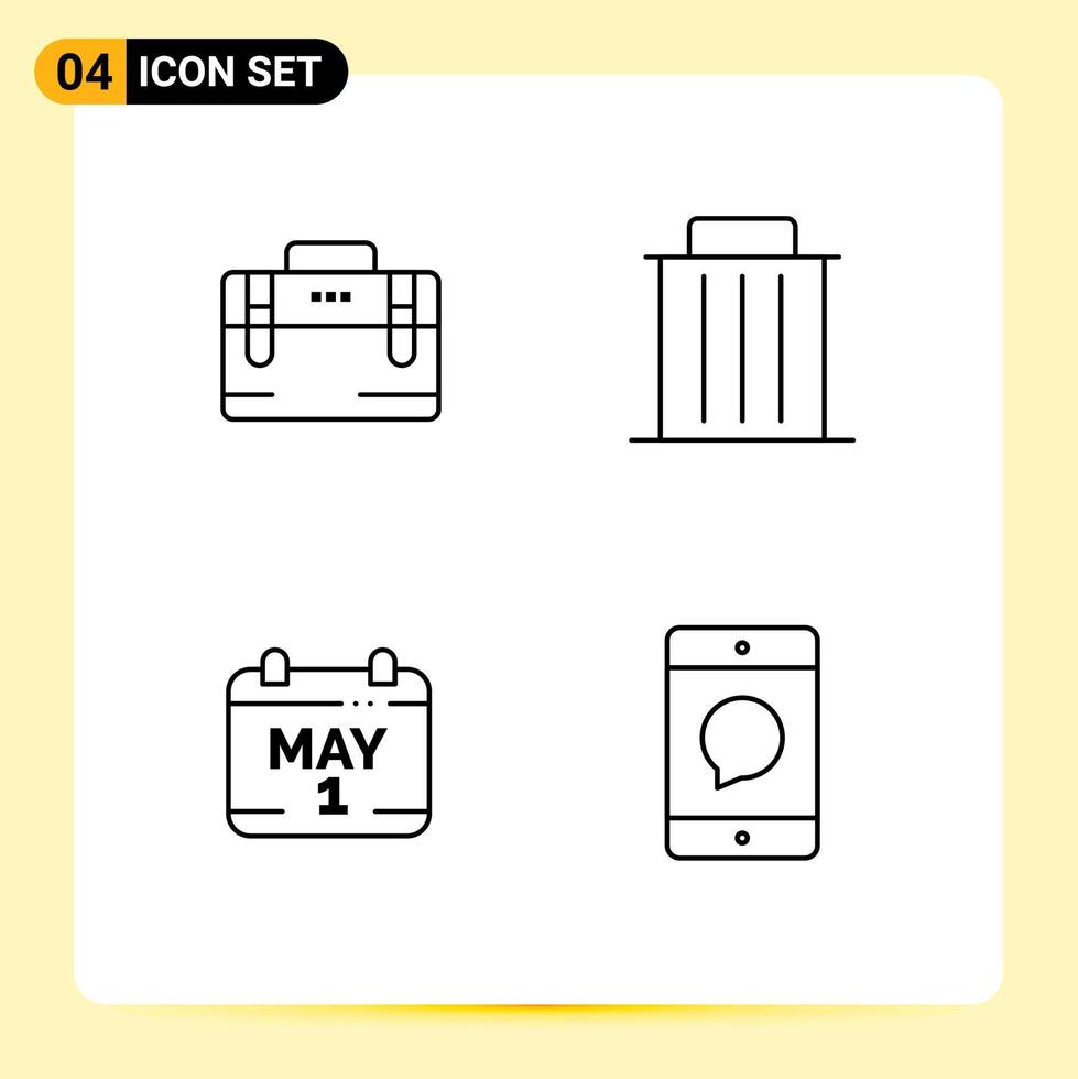 concept de 4 lignes pour sites Web mobiles et applications sac calendrier motivation recycler jour éléments de conception vectoriels modifiables vecteur
