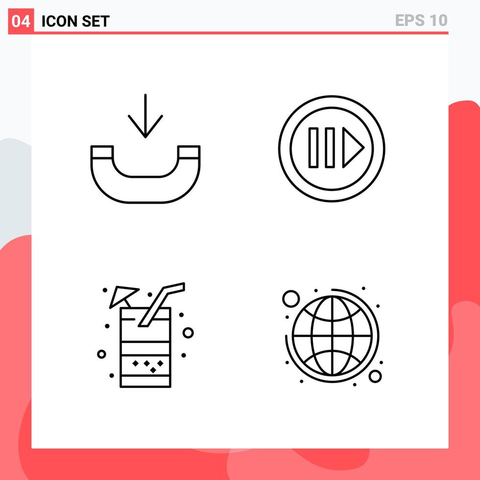 collection de 4 icônes vectorielles dans les symboles de contour modernes de style de ligne pour le web et l'icône de ligne mobile signe isolé sur fond blanc 4 icônes fond de vecteur d'icône noire créative