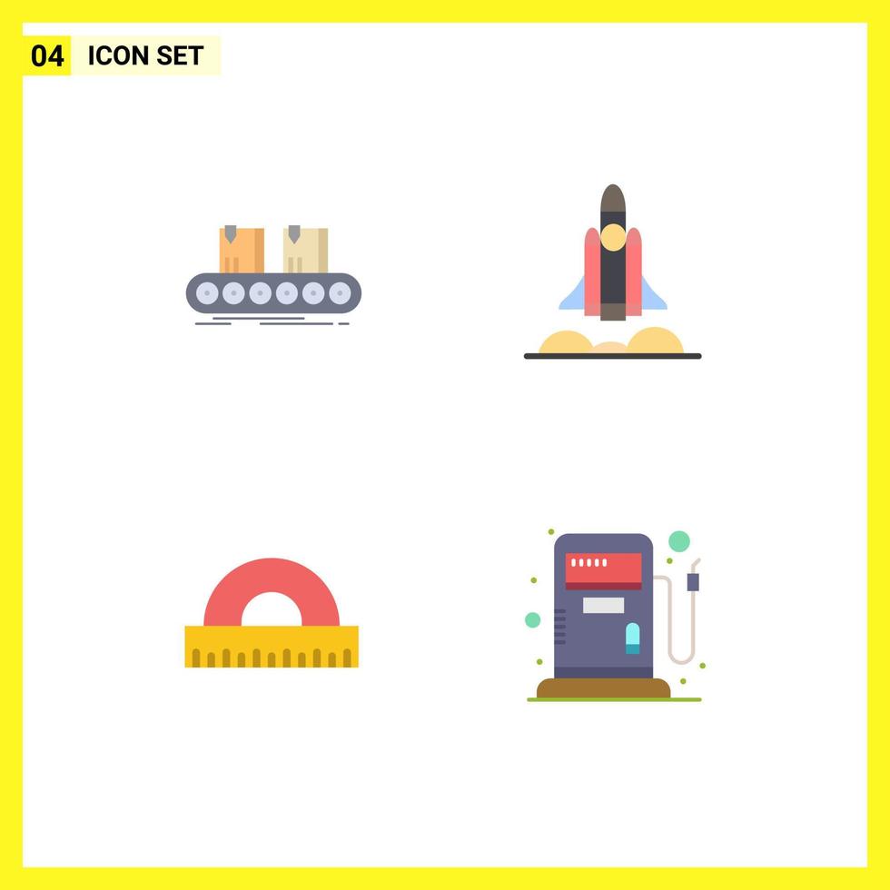 4 icône plate universelle signes symboles de conception de ceinture usine affaires éducation éléments de conception vectoriels modifiables vecteur