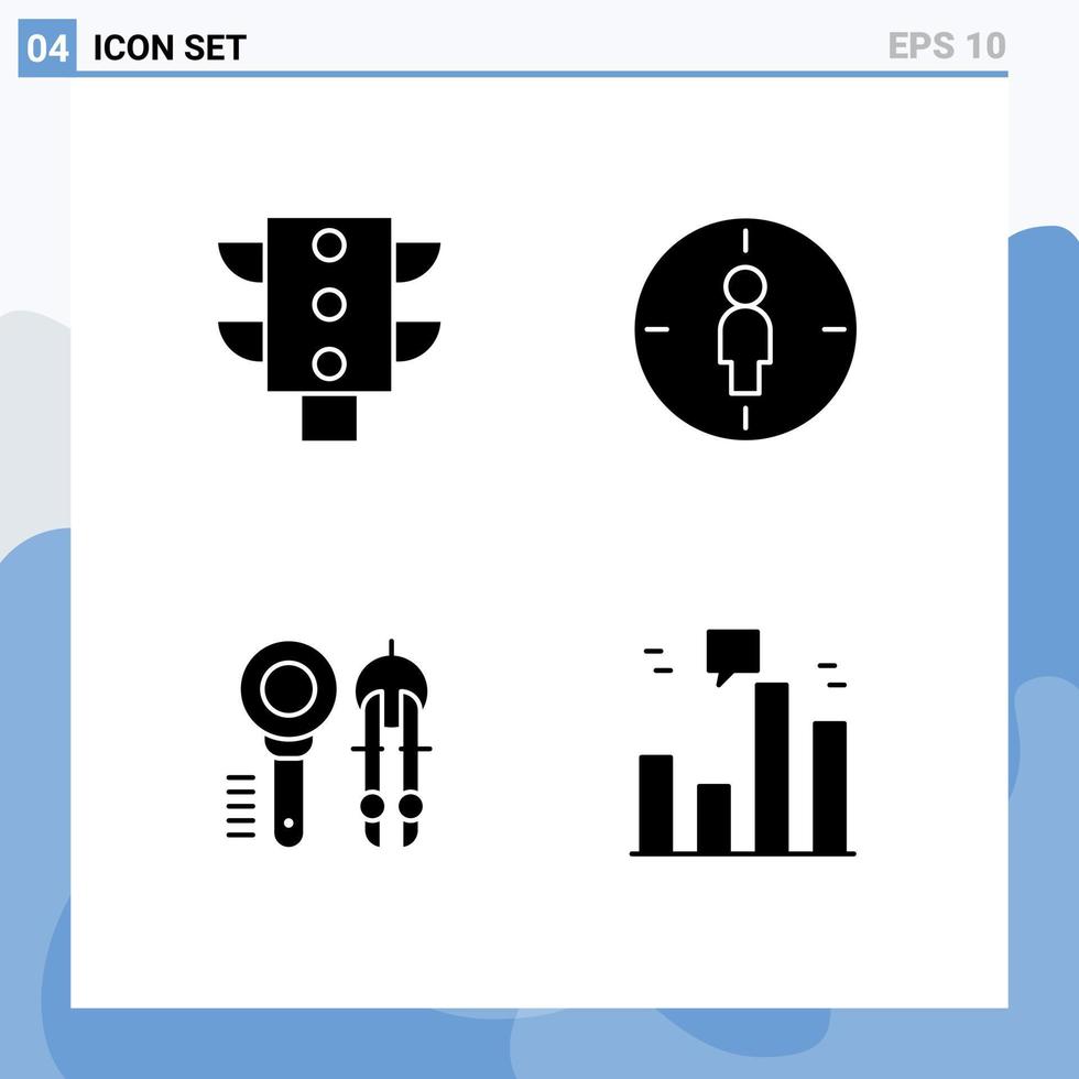 4 interface utilisateur pack de glyphes solides de signes et symboles modernes de boussole lumineuse homme géométrie cible éléments de conception vectoriels modifiables vecteur