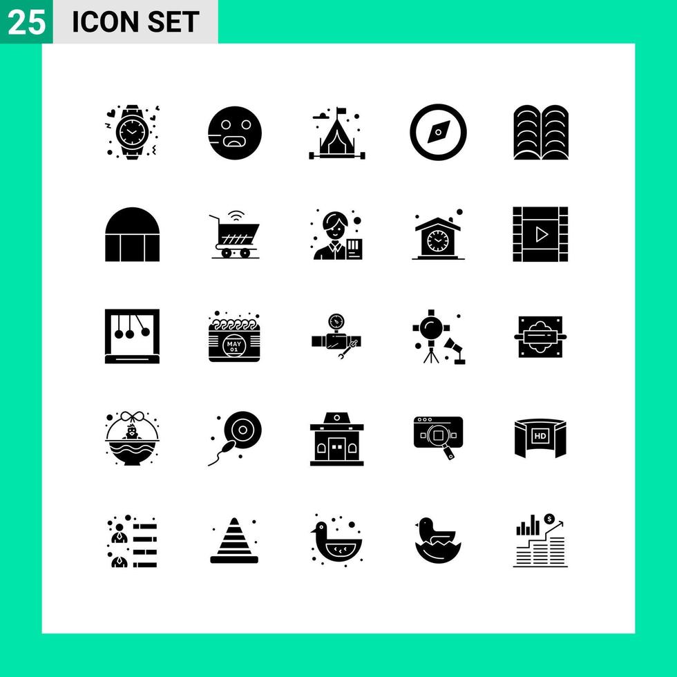 ensemble de 25 symboles d'icônes d'interface utilisateur modernes signes pour apprendre livre école gps boussole éléments de conception vectoriels modifiables vecteur