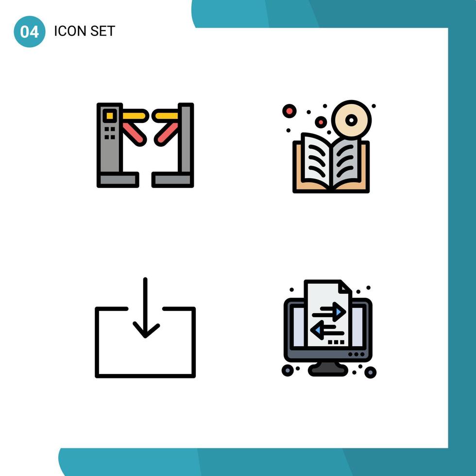 pack de 4 signes et symboles modernes de couleurs plates remplies pour les supports d'impression Web tels que la flèche d'accès apprentissage souterrain importer des éléments de conception vectoriels modifiables vecteur