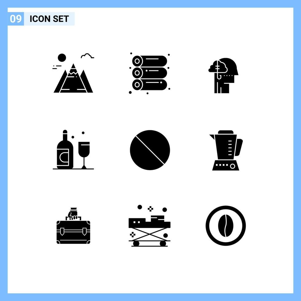 9 glyphes solides vectoriels thématiques et symboles modifiables de captures interdites interdites annuler les éléments de conception vectoriels modifiables en verre vecteur