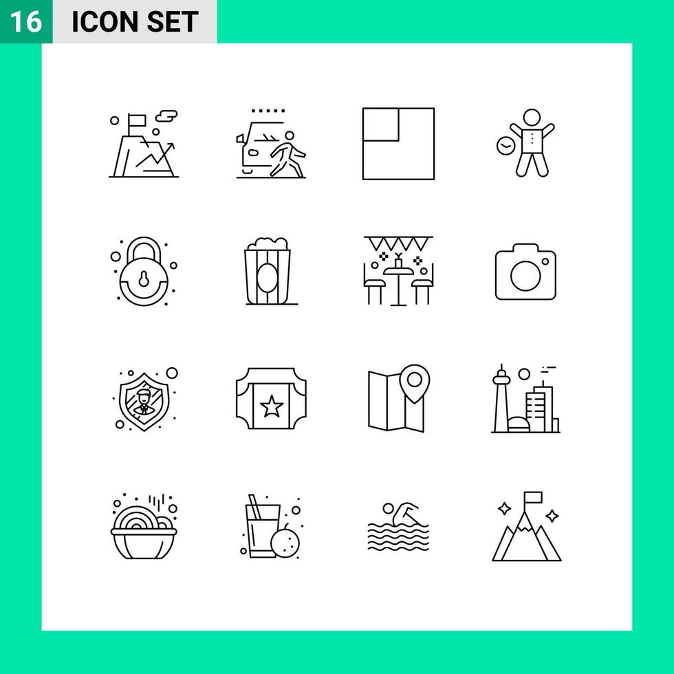 contour de l'interface mobile ensemble de 16 pictogrammes d'éléments de conception vectoriels modifiables vecteur