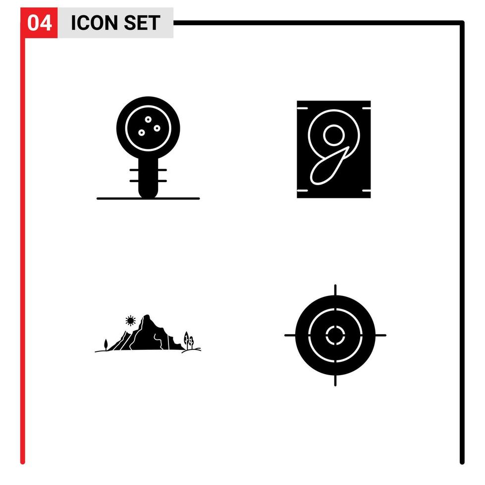 ensemble de 4 pack de glyphes solides commerciaux pour la biologie paysage laboratoire son nature éléments de conception vectoriels modifiables vecteur