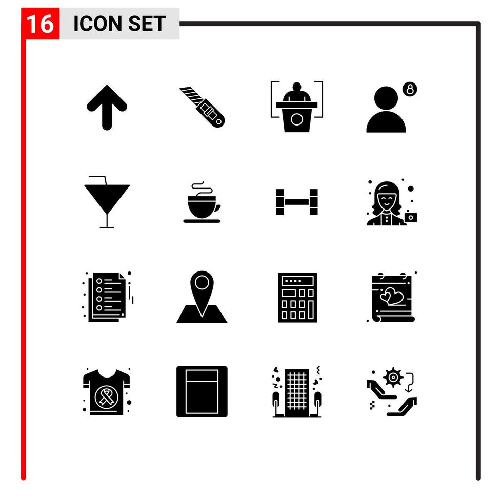 pack d'icônes vectorielles stock de 16 signes et symboles de ligne pour le profil de verre éducation confidentialité cadenas éléments de conception vectoriels modifiables vecteur