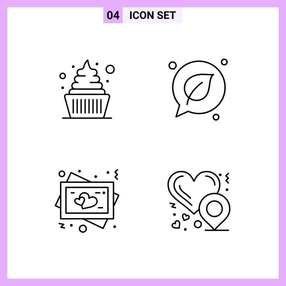 4 icônes dans les symboles de contour de style de ligne sur fond blanc signes vectoriels créatifs pour le web mobile et imprimer fond vectoriel d'icône noire créative