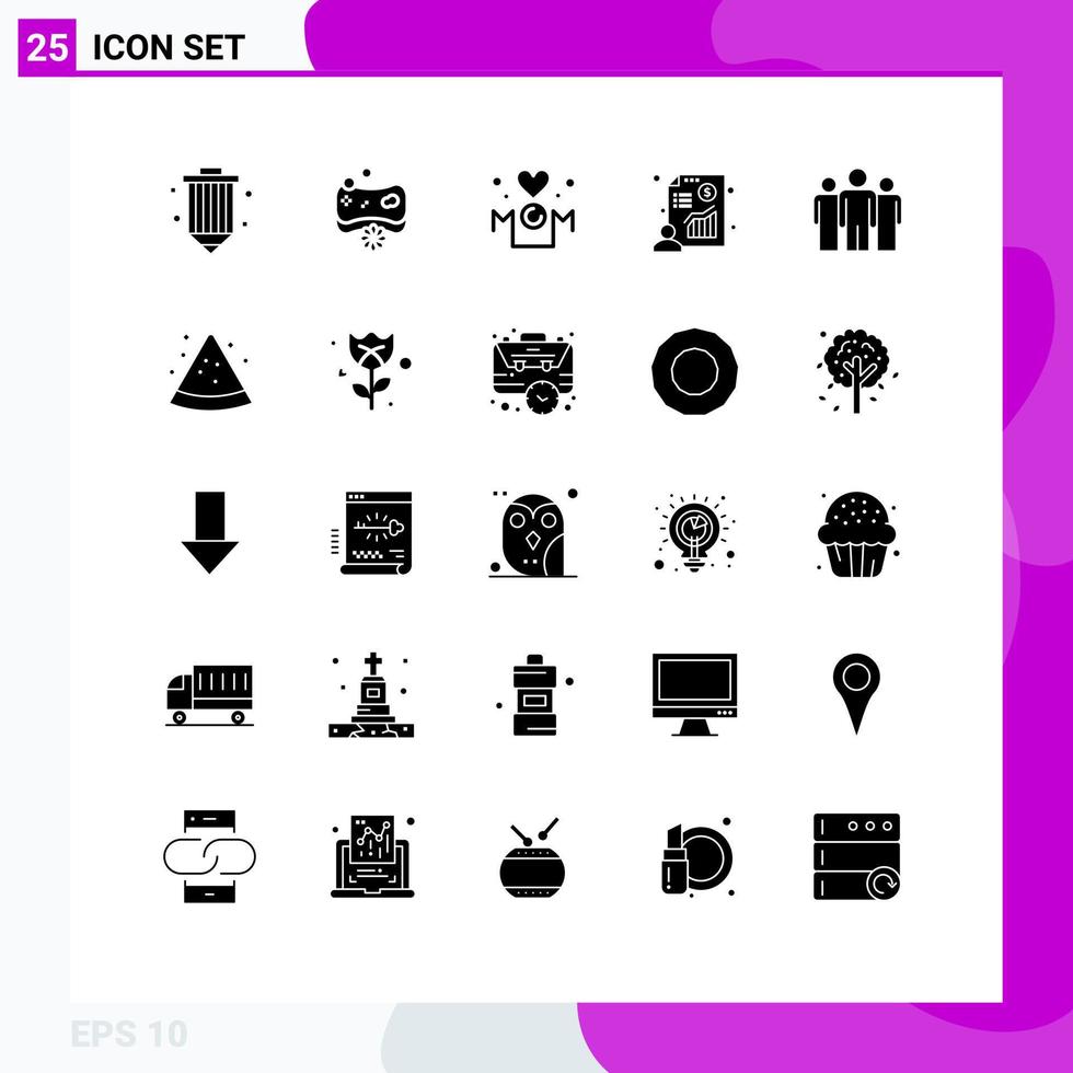 25 interface utilisateur pack de glyphes solides de signes et symboles modernes de profit homme d'affaires spa graphique amour éléments de conception vectoriels modifiables vecteur