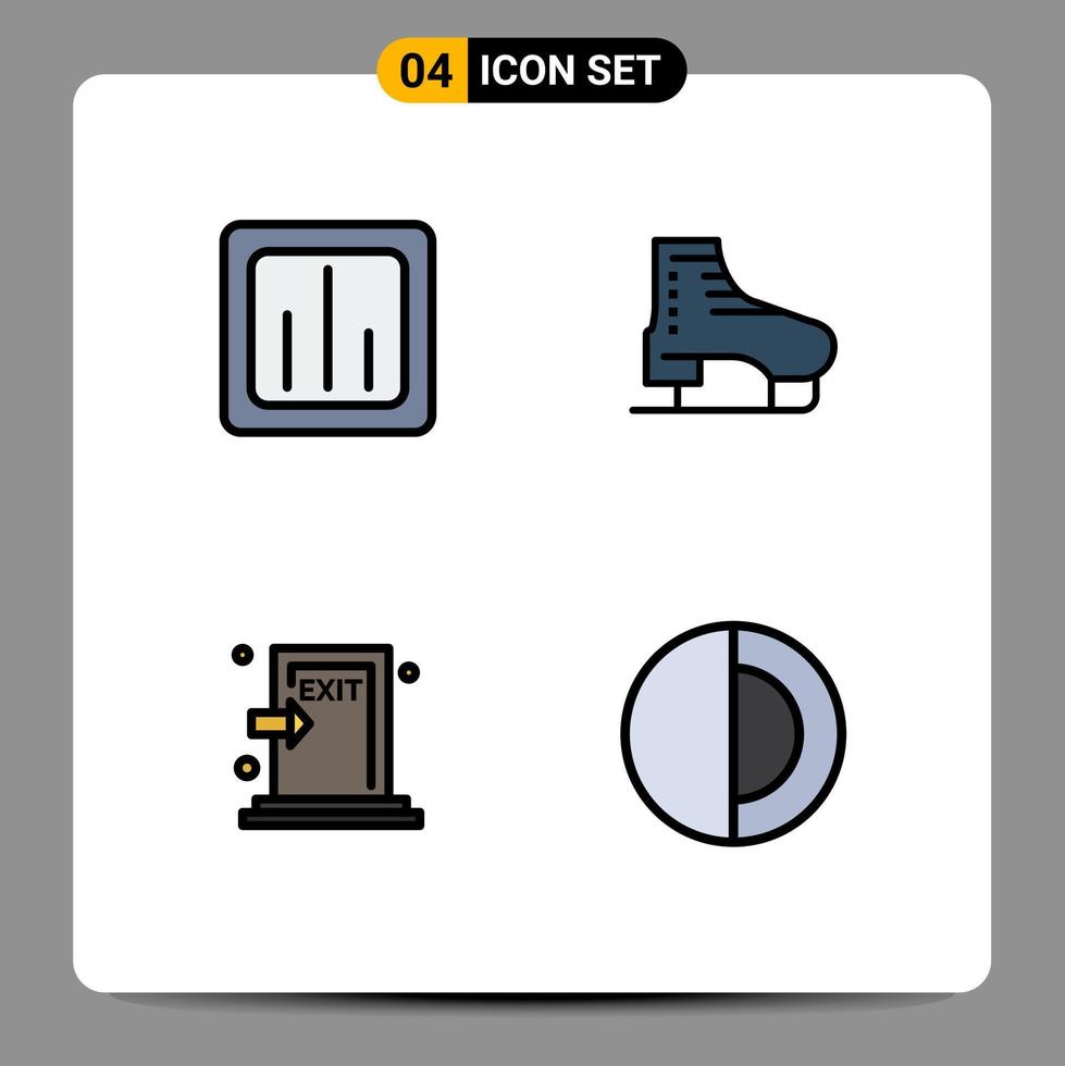 interface mobile ligne remplie couleur plate ensemble de 4 pictogrammes de rapport de patinage d'analyse éléments de conception vectoriels modifiables d'évasion sur glace vecteur