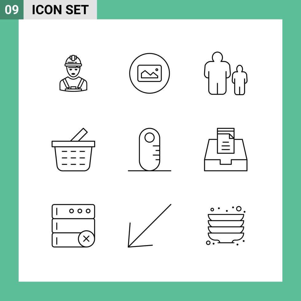 pictogramme ensemble de 9 contours simples de règle panier ui caisse contrôle parental éléments de conception vectoriels modifiables vecteur