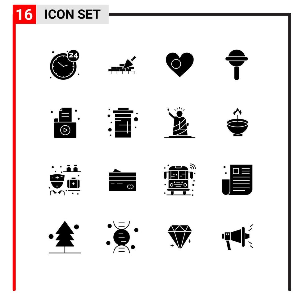 pack d'icônes vectorielles stock de 16 signes et symboles de ligne pour le document son coeur hochet drapeau éléments de conception vectoriels modifiables vecteur