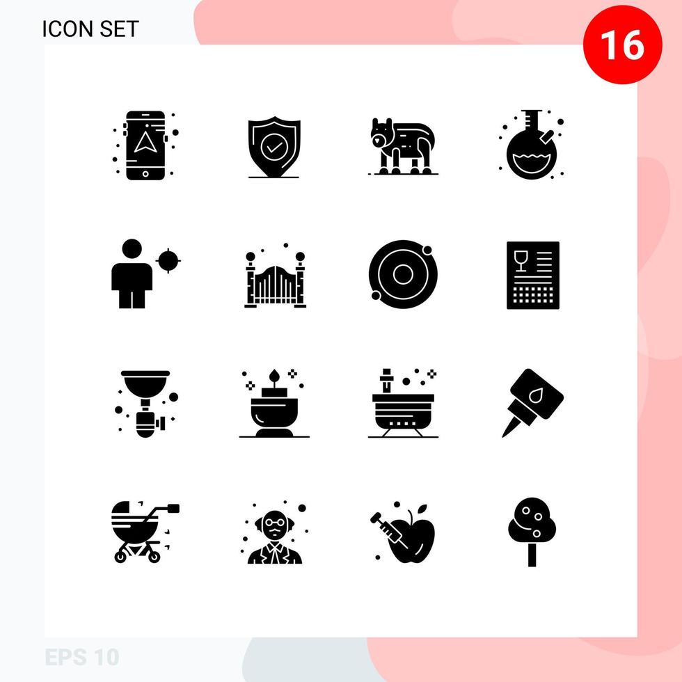 groupe de 16 glyphes solides modernes définis pour l'emplacement corps ours avatar test éléments de conception vectoriels modifiables vecteur