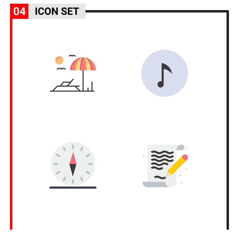symboles d'icônes universels groupe de 4 icônes plates modernes d'éléments de conception vectoriels modifiables d'art gps de clé de navigation de plage vecteur