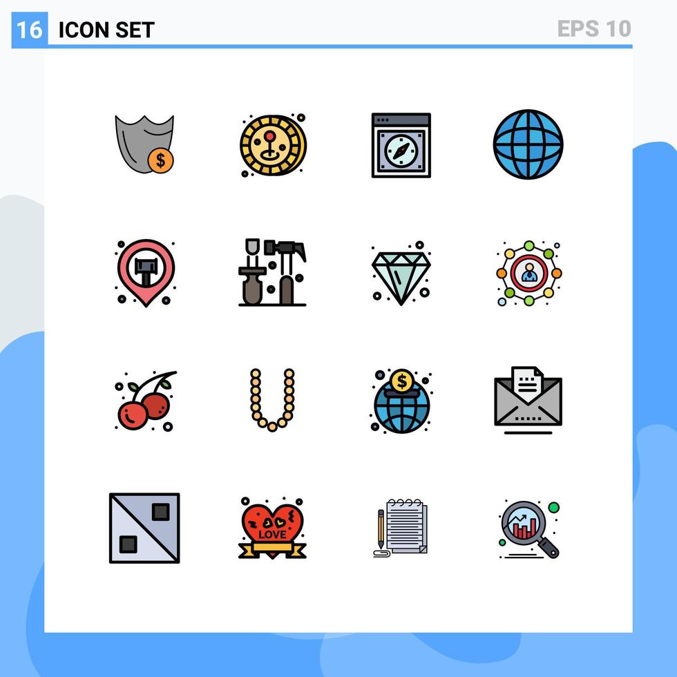 16 icônes créatives signes et symboles modernes du jeu multimédia multimédia internet safari éléments de conception vectoriels créatifs modifiables vecteur