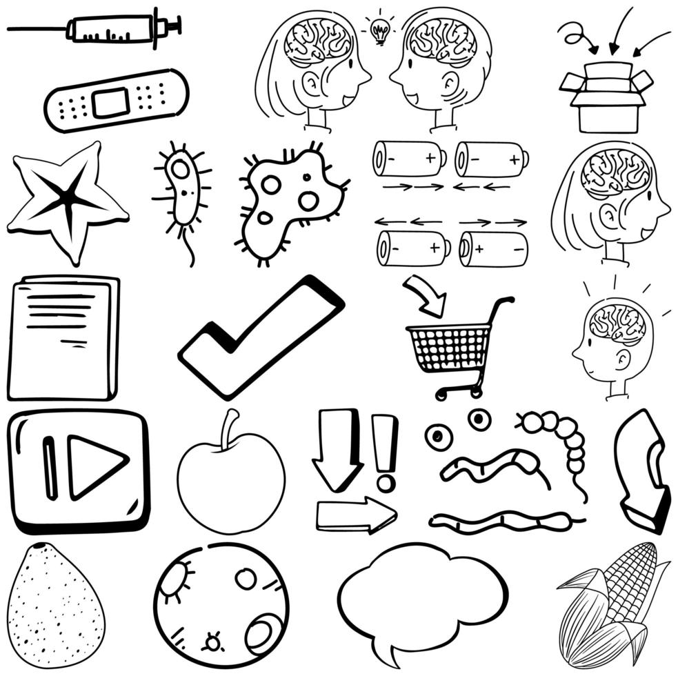 ensemble d'éléments et de symboles doodle dessinés à la main vecteur