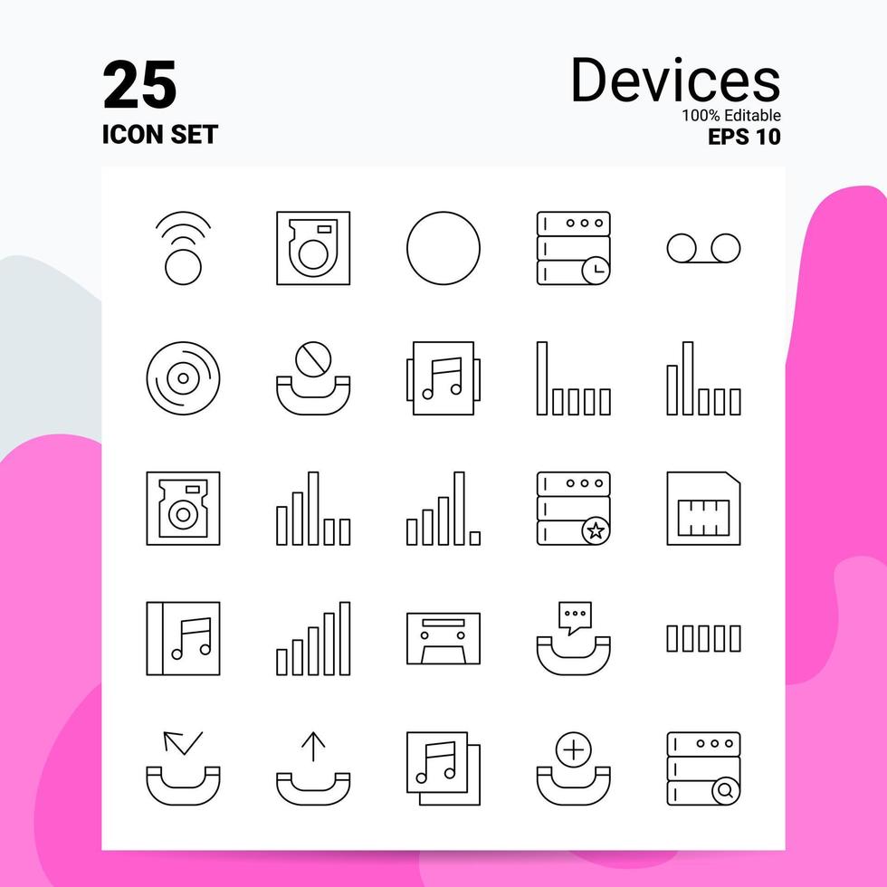25 appareils jeu d'icônes 100 eps modifiables 10 fichiers logo d'entreprise concept idées ligne icône conception vecteur