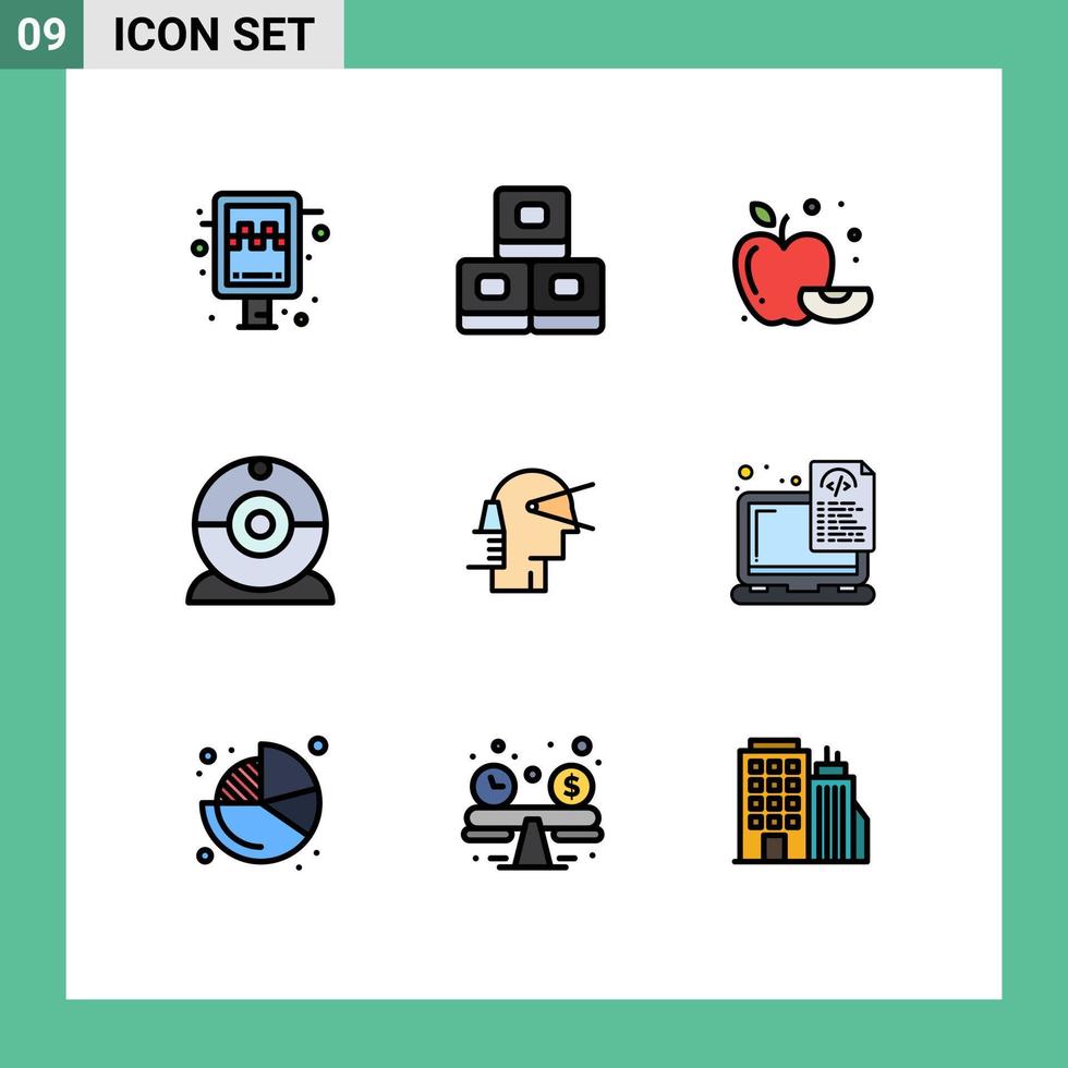ensemble de 9 symboles d'icônes d'interface utilisateur modernes signes pour les éléments de conception vectoriels modifiables de dispositifs d'alimentation de chef de fournisseur vecteur