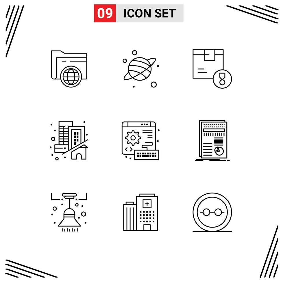 9 icônes créatives signes et symboles modernes de certificat réel web construction d'éléments de conception vectoriels modifiables vecteur