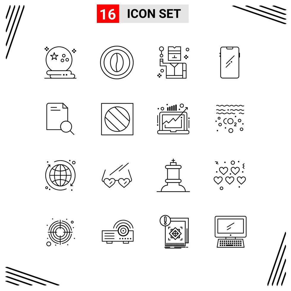 16 icônes ligne style grille basée sur des symboles de contour créatifs pour la conception de sites Web signes d'icône de ligne simple isolés sur fond blanc 16 jeu d'icônes fond de vecteur d'icône noire créative