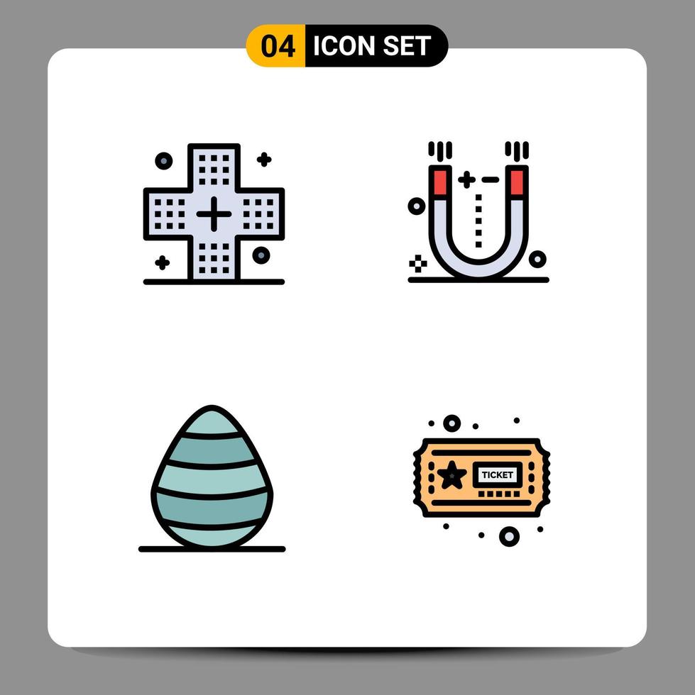 ensemble moderne de 4 pictogrammes de couleurs plates remplies de maladie pâques santé aimant nature éléments de conception vectoriels modifiables vecteur