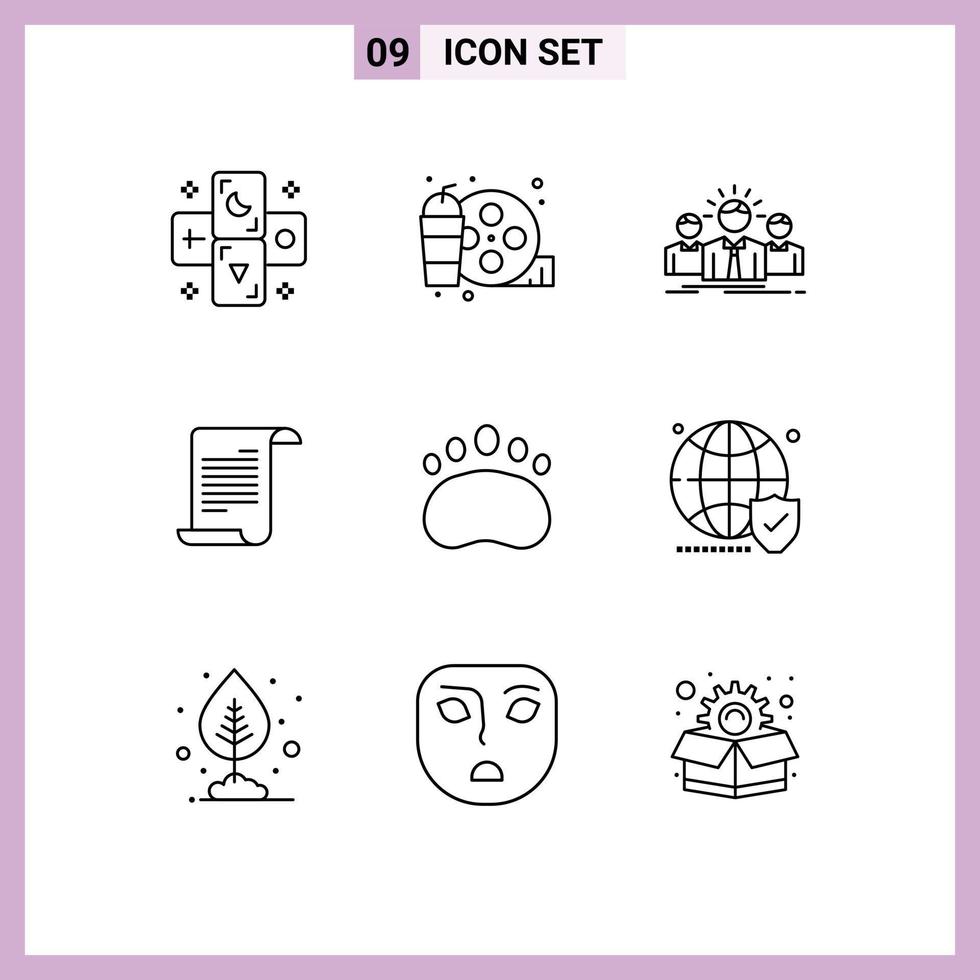 symboles d'icônes universels groupe de 9 contours modernes d'ours american business text leader éléments de conception vectoriels modifiables vecteur