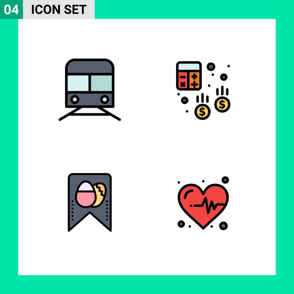 ensemble de 4 symboles d'icônes d'interface utilisateur modernes signes pour le métro finance transport audit éléments de conception vectoriels modifiables de pâques vecteur