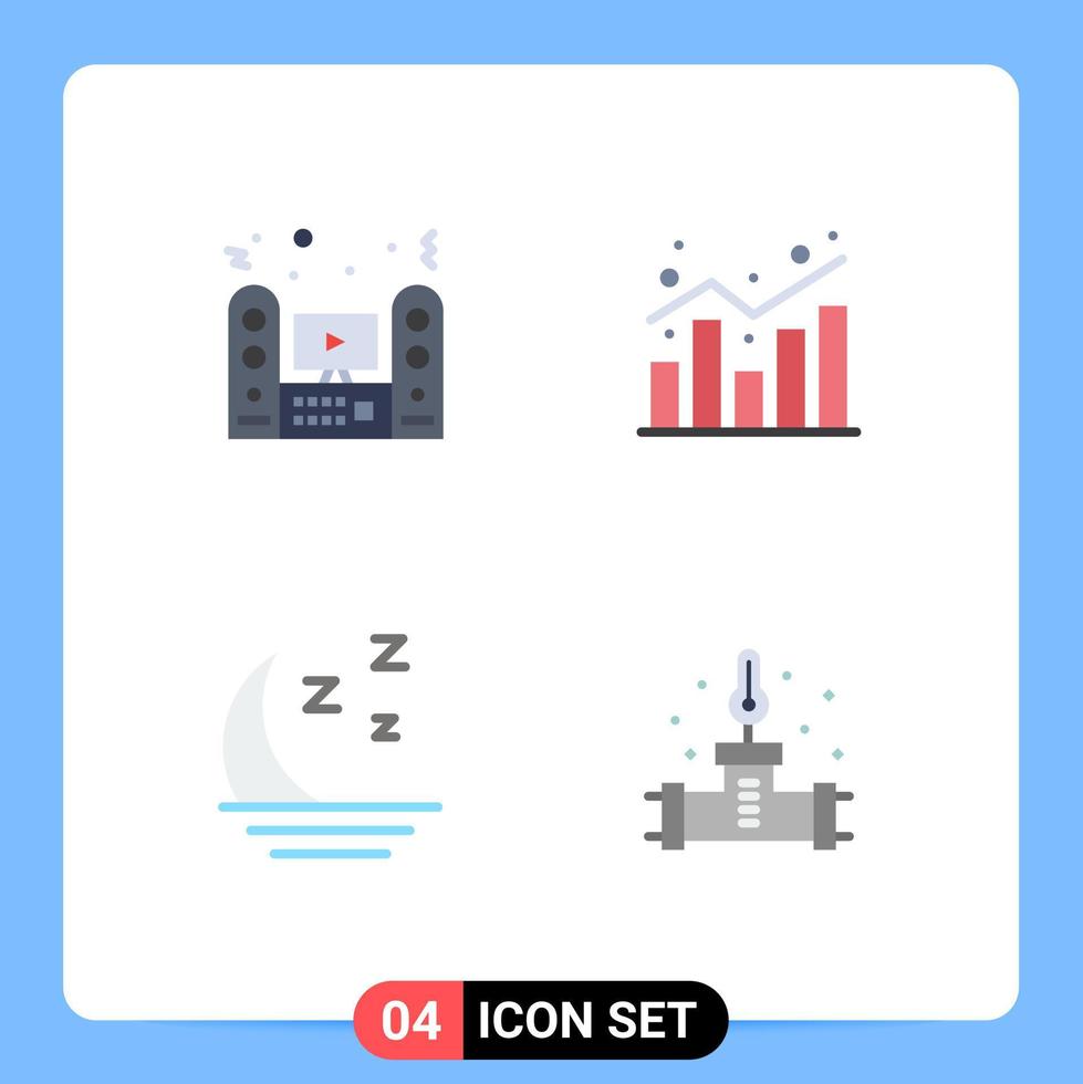 4 icône plate universelle signes symboles de statistiques multimédias graphique sonore prévisions éléments de conception vectoriels modifiables vecteur