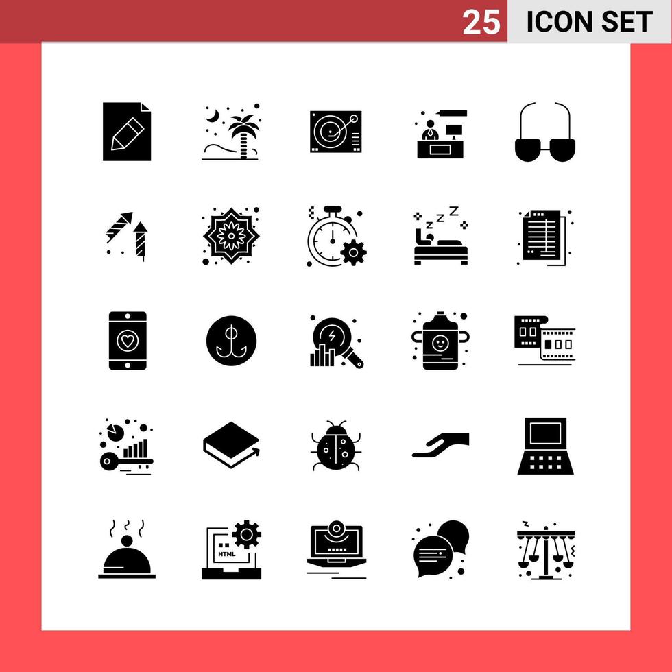 pack de 25 symboles de glyphe de style solide sur fond blanc signes simples pour la conception générale fond de vecteur d'icône noire créative