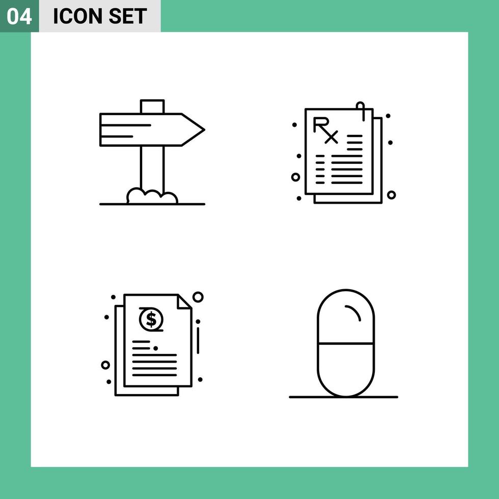 4 signes de ligne universels symboles de direction dope médecine crédit sport éléments de conception vectoriels modifiables vecteur