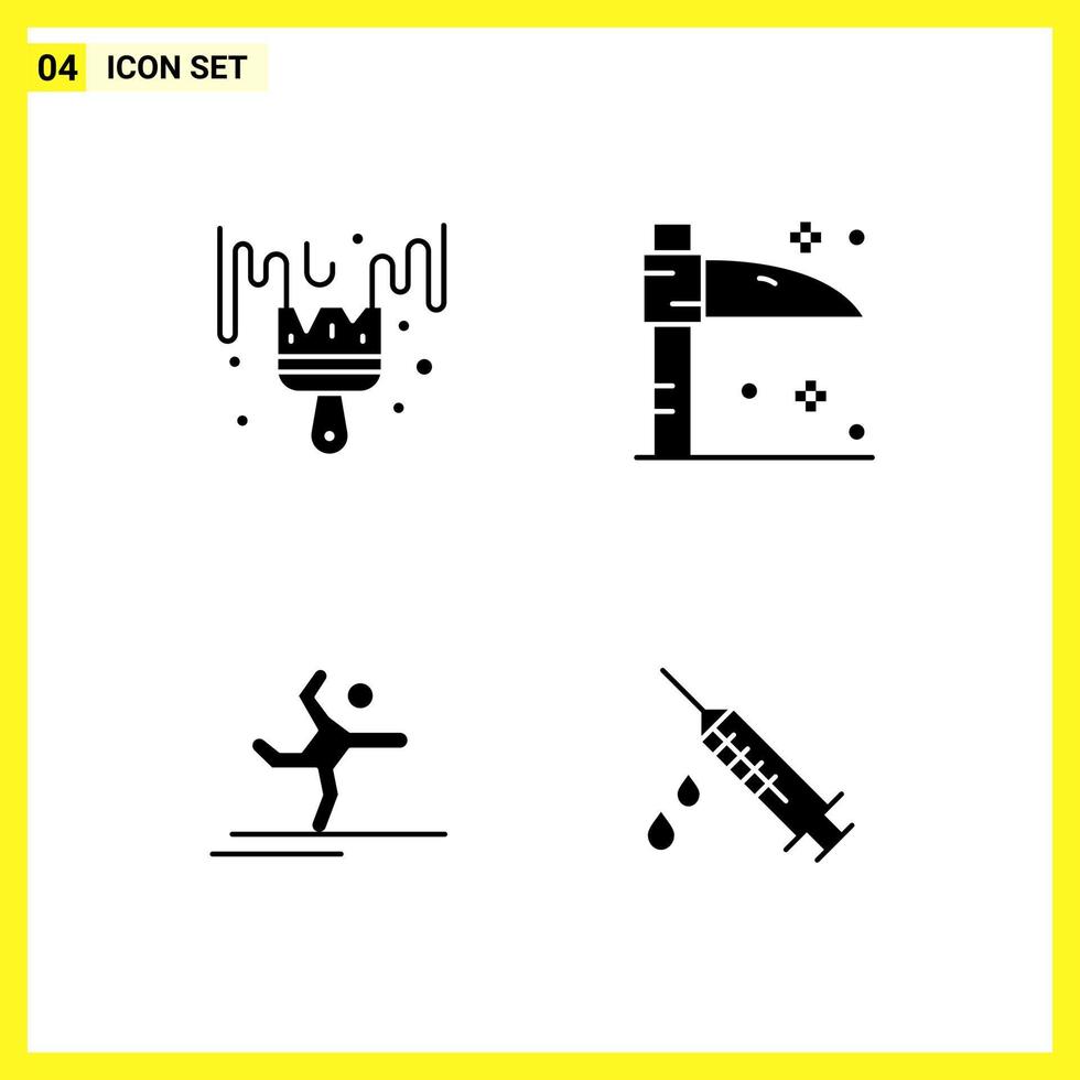 4 jeu d'icônes symboles solides simples signe de glyphe sur fond blanc pour la conception de sites Web applications mobiles et médias d'impression fond vectoriel d'icône noire créative