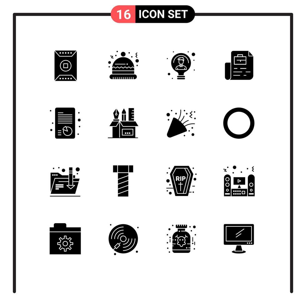 groupe de 16 signes et symboles de glyphes solides pour les éléments de conception vectoriels modifiables par l'utilisateur du fichier de croissance vecteur