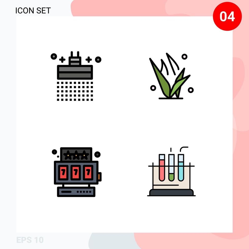 4 interface utilisateur pack de couleurs plates remplies de signes et de symboles modernes d'éléments de conception vectoriels modifiables de tube vert d'eau étoile de bain vecteur