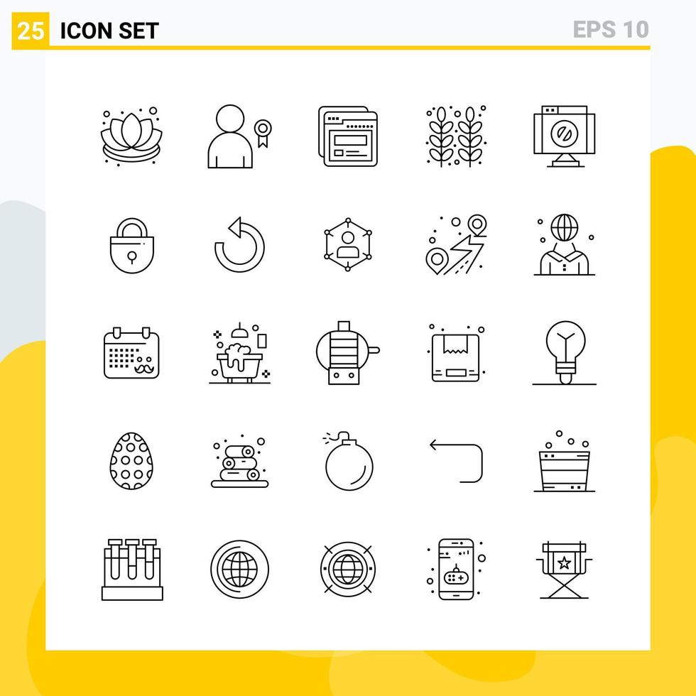 collection de 25 icônes de ligne universelle jeu d'icônes pour le web et mobile icône noire créative fond vectoriel