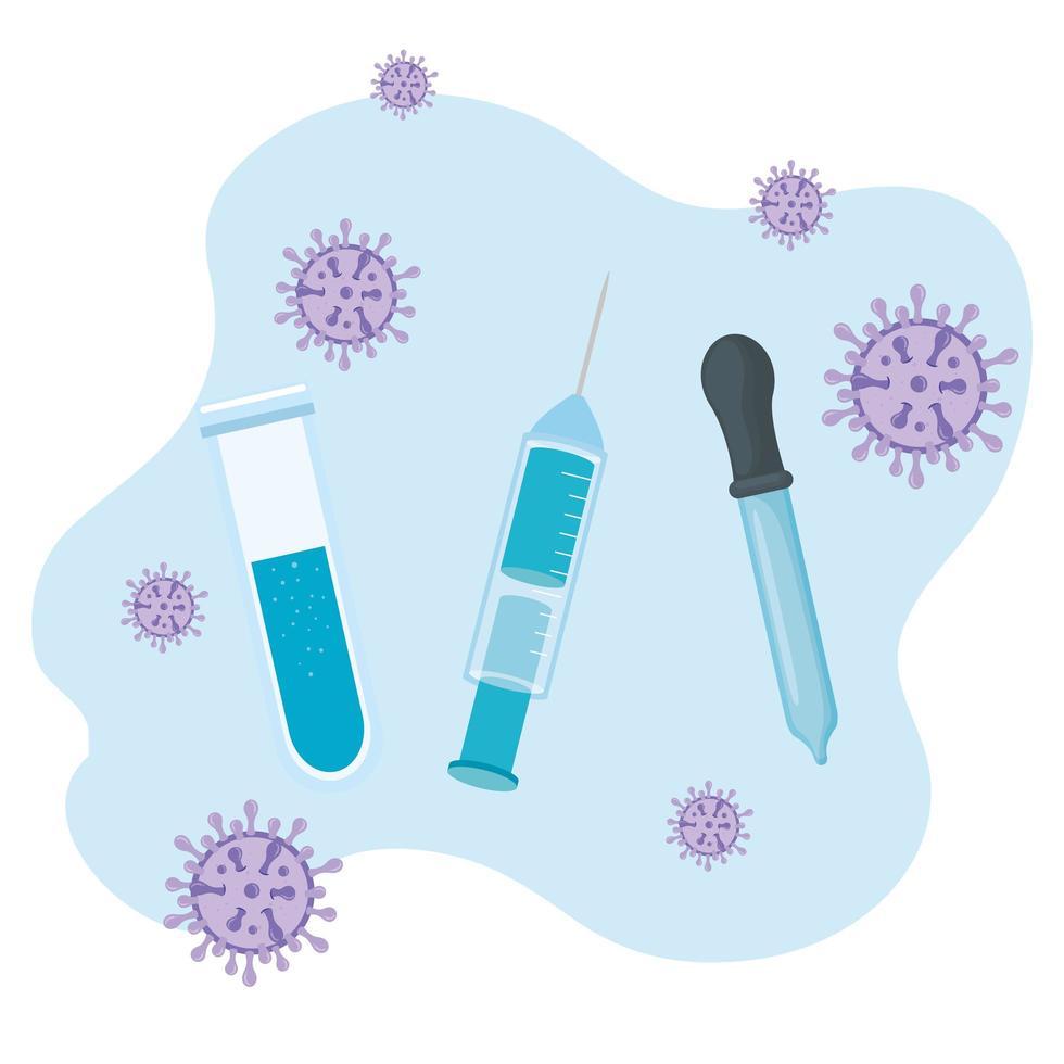 icônes médicales avec des icônes de coronavirus vecteur