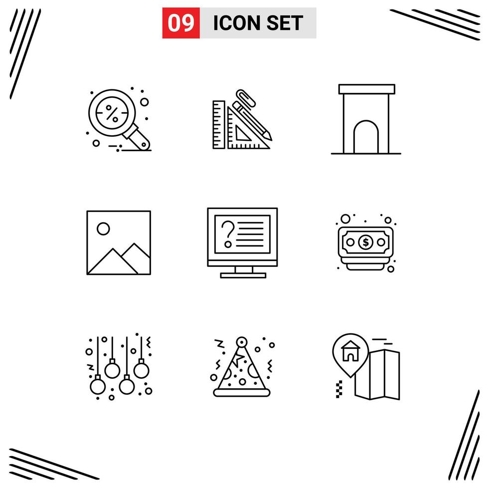 ensemble de 9 symboles d'icônes d'interface utilisateur modernes signes pour l'image twitter règle résidence maison éléments de conception vectoriels modifiables vecteur