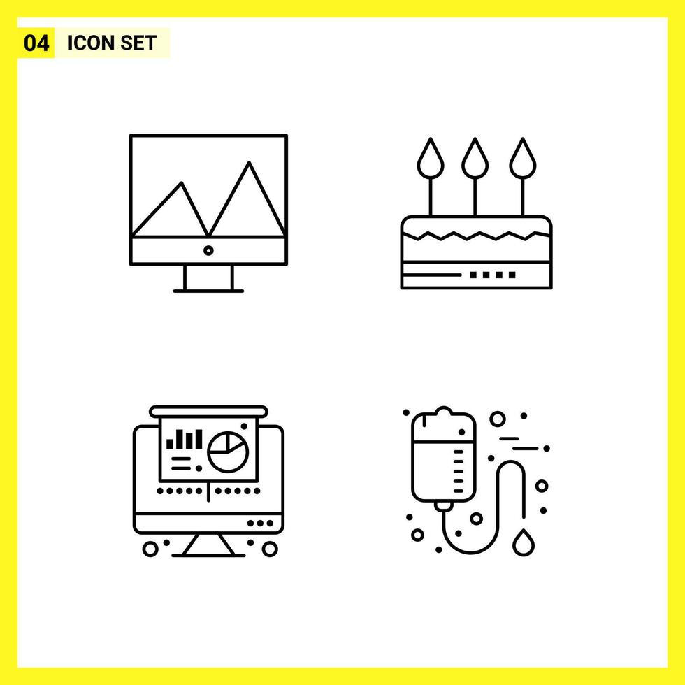 4 jeu d'icônes symboles de ligne simple signe de contour sur fond blanc pour la conception de sites Web applications mobiles et médias d'impression fond vectoriel d'icône noire créative