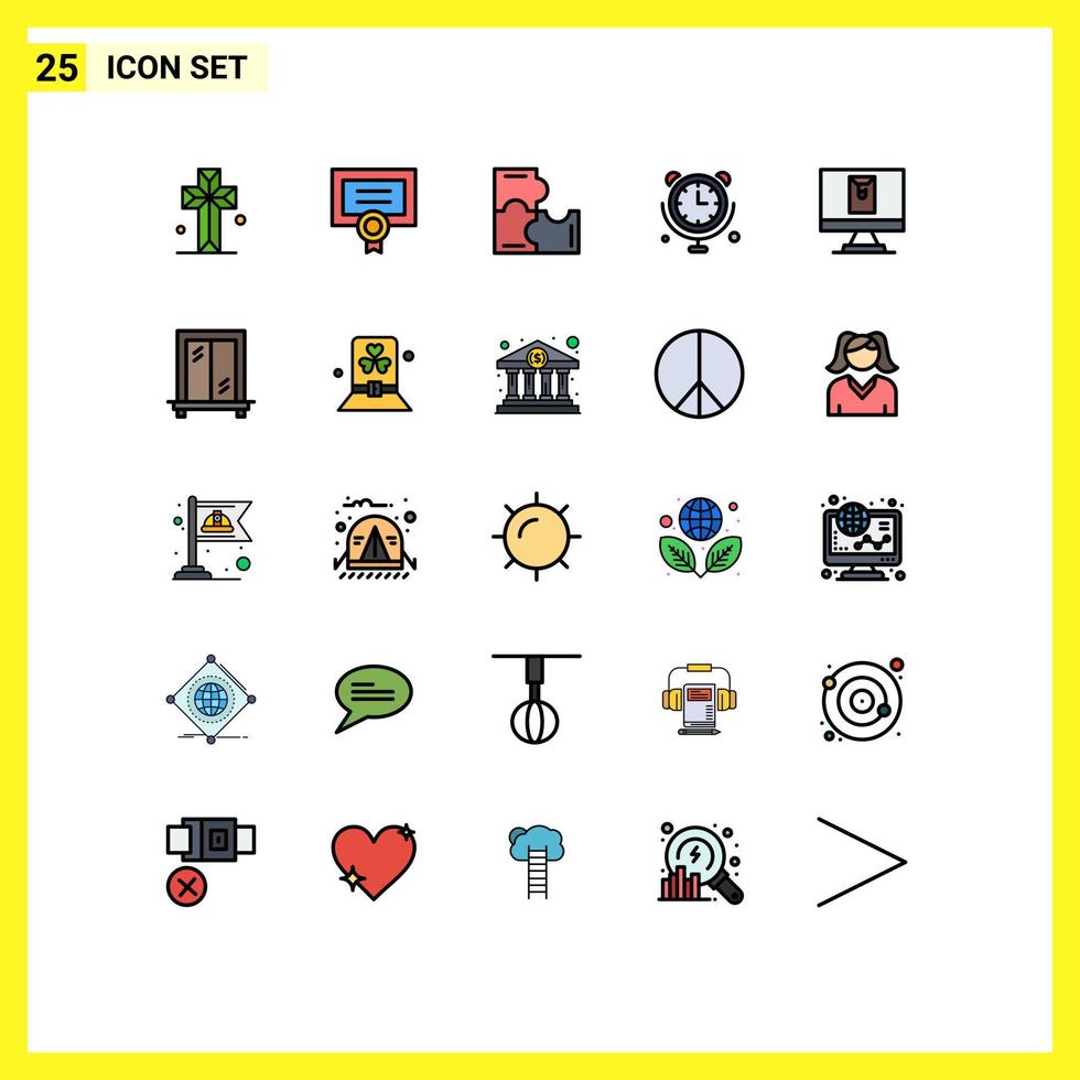 25 interface utilisateur ligne remplie pack de couleurs plates de signes et symboles modernes d'enveloppe internet des objets éducation connexions horloge éléments de conception vectoriels modifiables vecteur