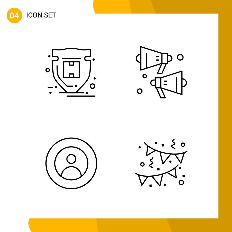 4 icônes ensemble de style de ligne pack d'icônes symboles de contour isolés sur fond blanc pour la conception de site Web réactif fond de vecteur d'icône noire créative
