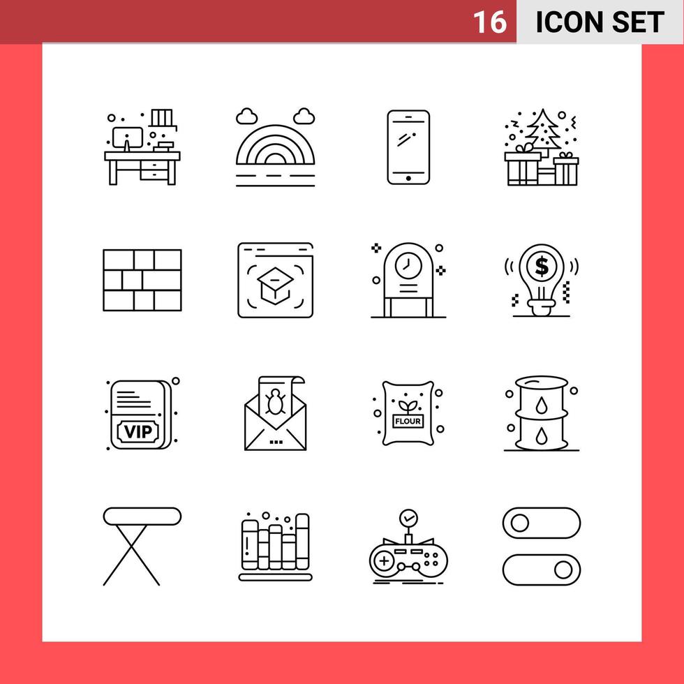 16 symboles de contour de style de ligne de pack d'icônes sur fond blanc signes simples pour la conception générale fond de vecteur d'icône noire créative