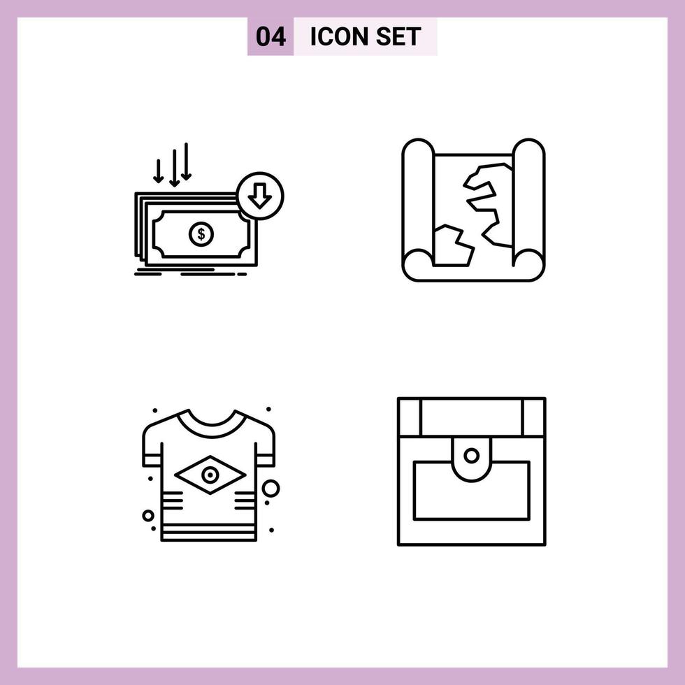 pack d'icônes vectorielles stock de 4 signes et symboles de ligne pour l'emplacement des dépenses de point d'affaires éléments de conception vectoriels modifiables brésiliens vecteur