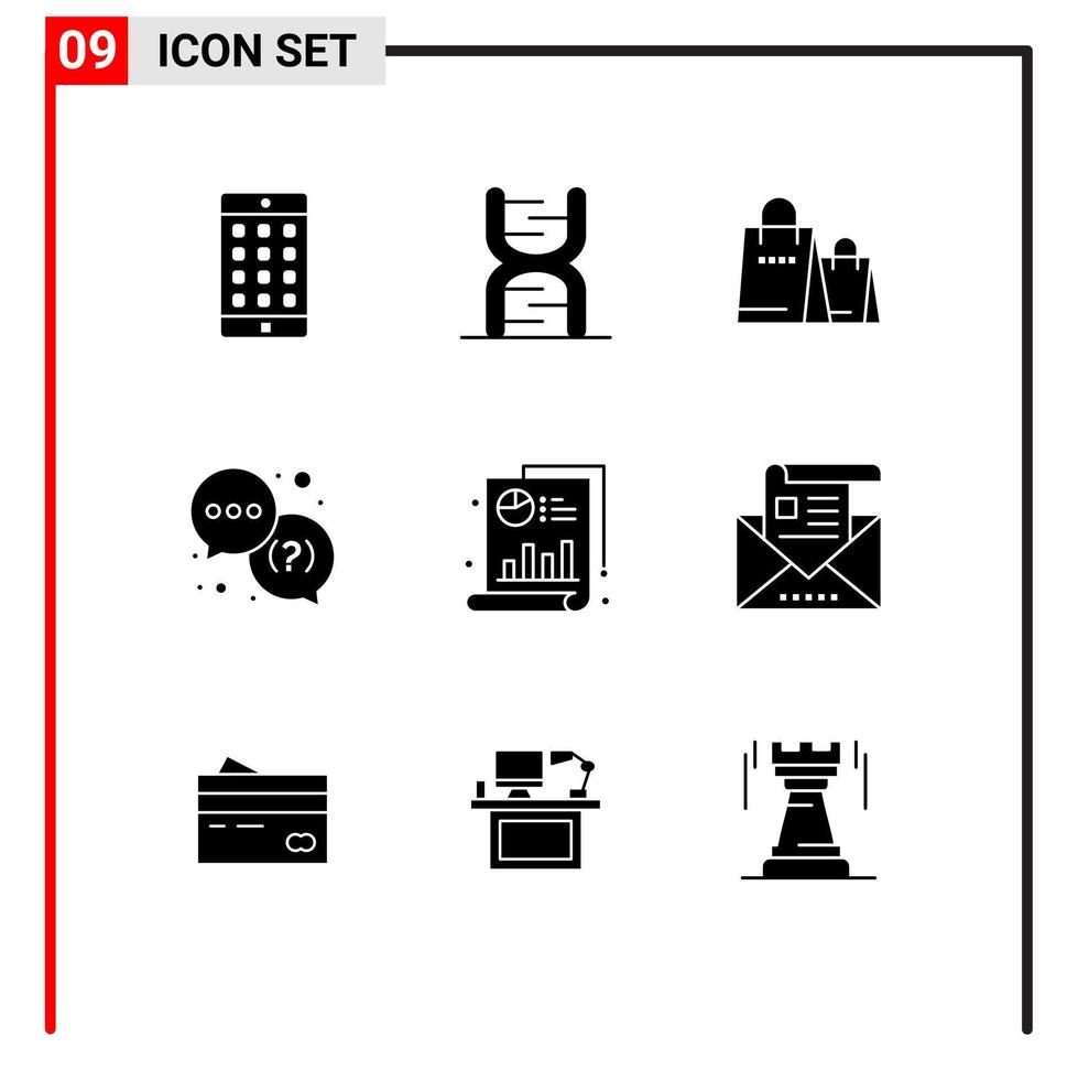 pack d'icônes vectorielles stock de 9 signes et symboles de ligne pour la boutique de questions génétiques de service médical éléments de conception vectoriels modifiables vecteur