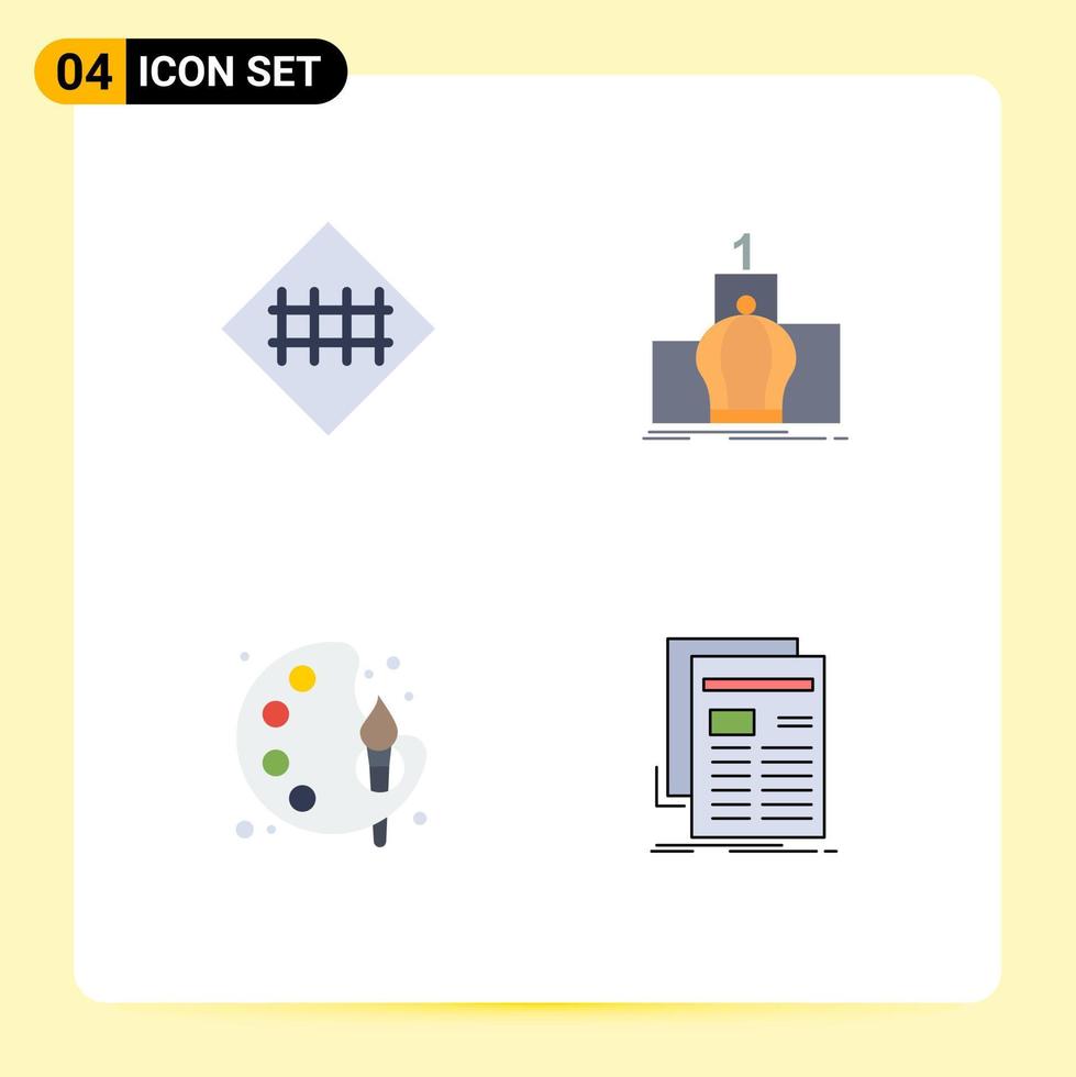 interface mobile icône plate ensemble de 4 pictogrammes de panneau de signalisation royal de clôture arts du roi éléments de conception vectoriels modifiables vecteur