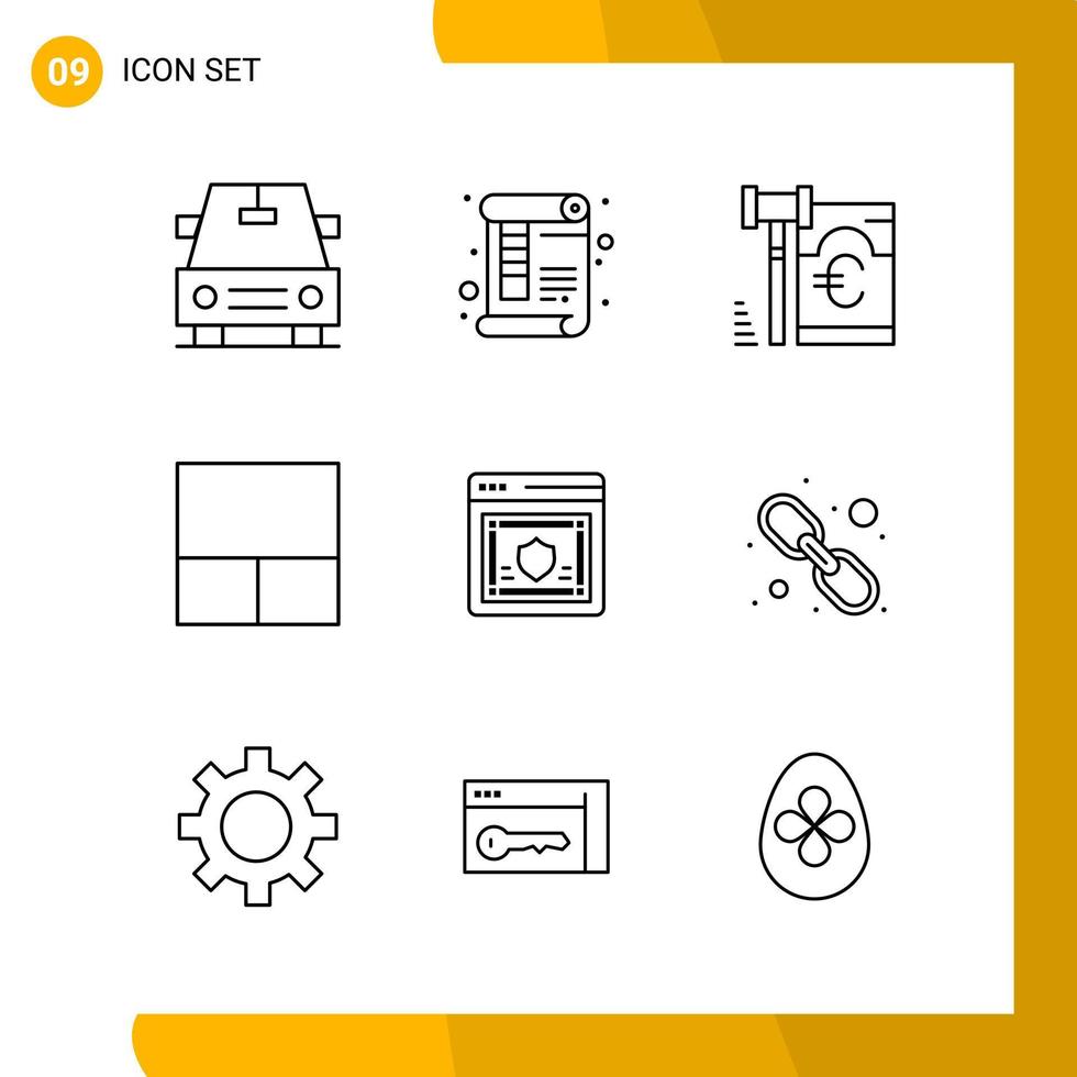 9 icônes ensemble de style de ligne pack d'icônes symboles de contour isolés sur fond blanc pour la conception de site Web réactif fond de vecteur d'icône noire créative