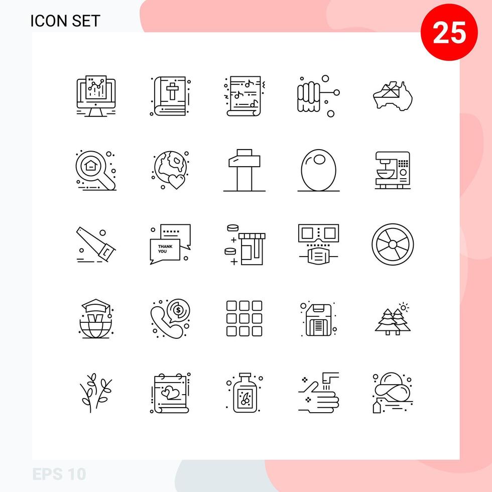 concept de 25 lignes pour sites Web mobiles et applications drapeau carte noël australie nourriture éléments de conception vectoriels modifiables vecteur