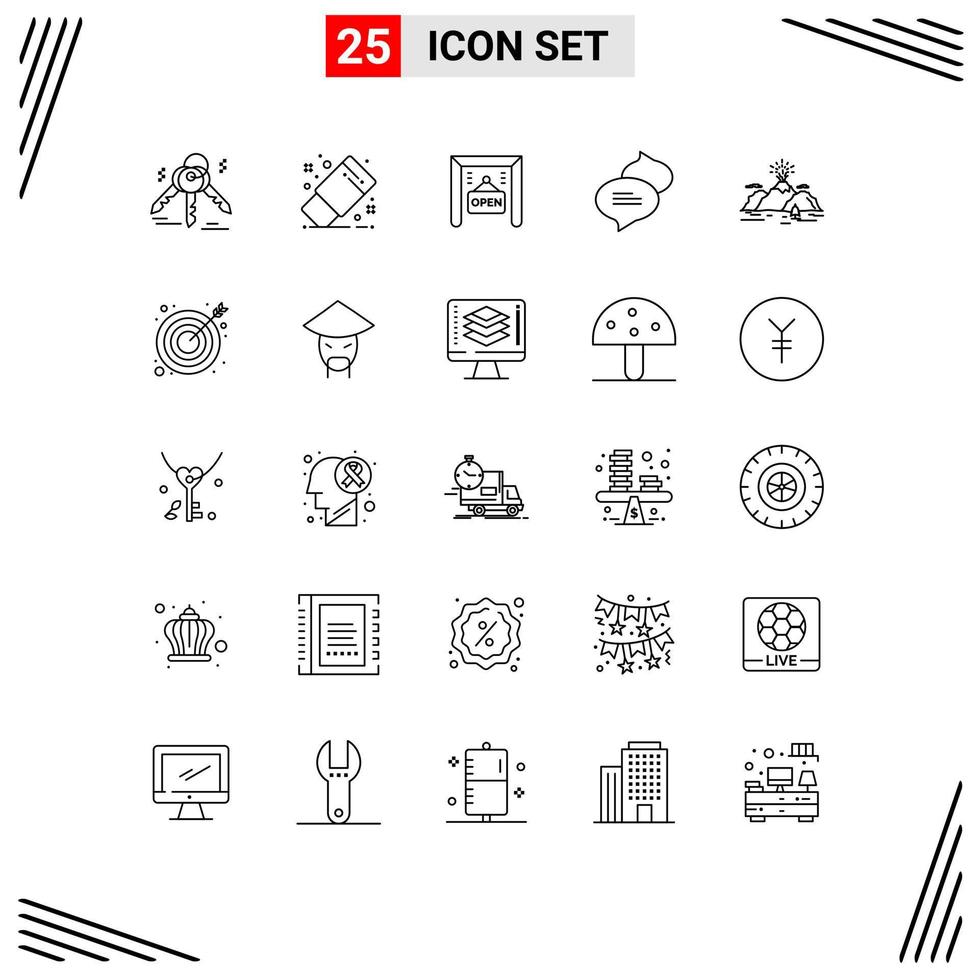 ligne d'interface mobile ensemble de 25 pictogrammes de paysage de souffle open hill textos éléments de conception vectoriels modifiables vecteur