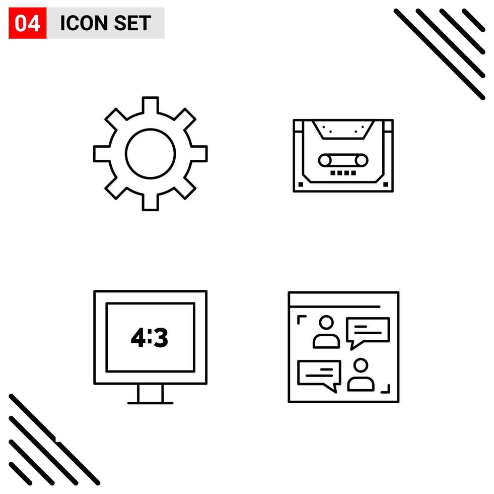 pixle ensemble parfait de 4 icônes de ligne contour jeu d'icônes pour la conception de sites Web et les applications mobiles interface icône noire créative fond vectoriel